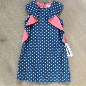 NEW MARIA CASERO Size 10 Girls Blue Dot Dress